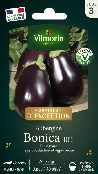 Potagères - Aubergine Bonica HF1 - Graines d'Exception - PACKAGING_RECTO